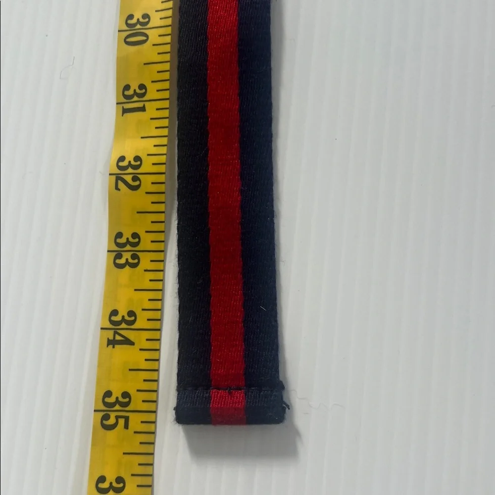 Vintage Ralph Lauren Polo Women's Red/Blue Stripe Double D Ring Preppy Belt
